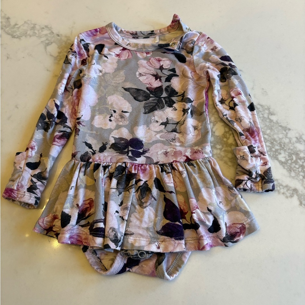 Posh Peanut Pink and Gray Floral Dress